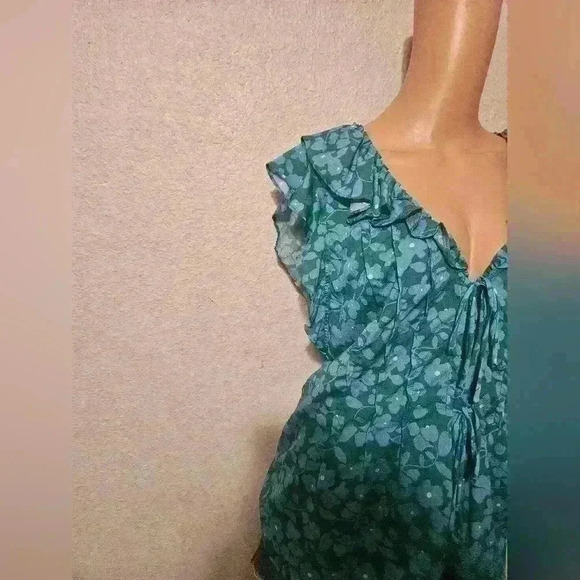 Derek Lam CollectiveBlue Floral Tie Top S - Picture 6 of 7